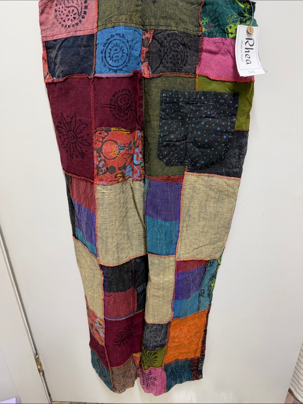 Patchwork Multi-Color Boho Overalls Jumpsuit - Picture 4 of 4